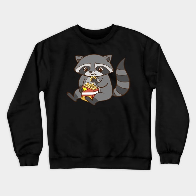 A cute raccoon eats popcorn. Crewneck Sweatshirt by theanimaldude
